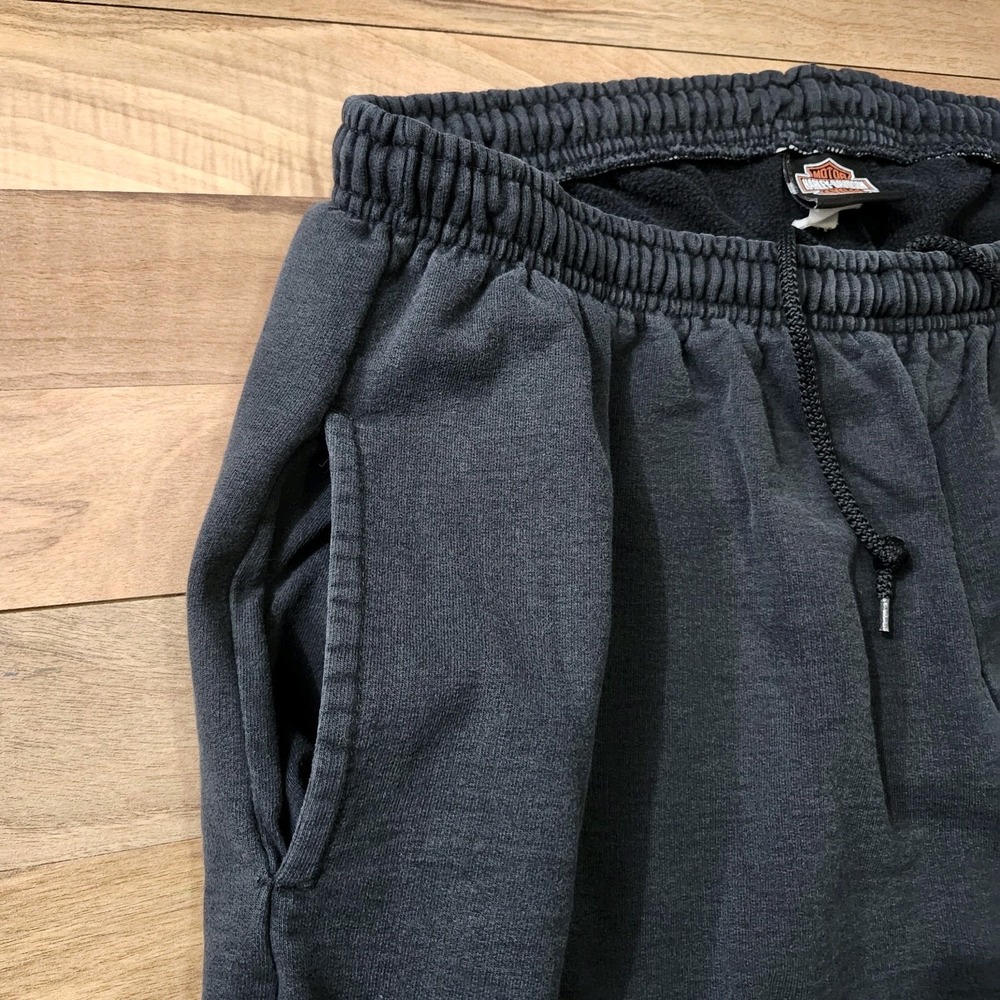 VTG Harley-Davidson Striking Flames Graphic Sweatpants Black Loose Fit Size XL - Picture 11 of 16